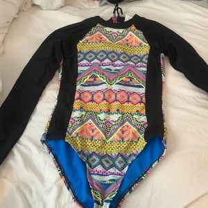 girls long sleeve one piece swimsuit